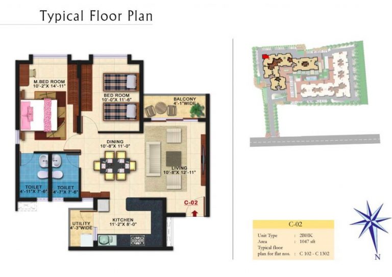 2 BHK – 1074 – Kolte Patil Raaga