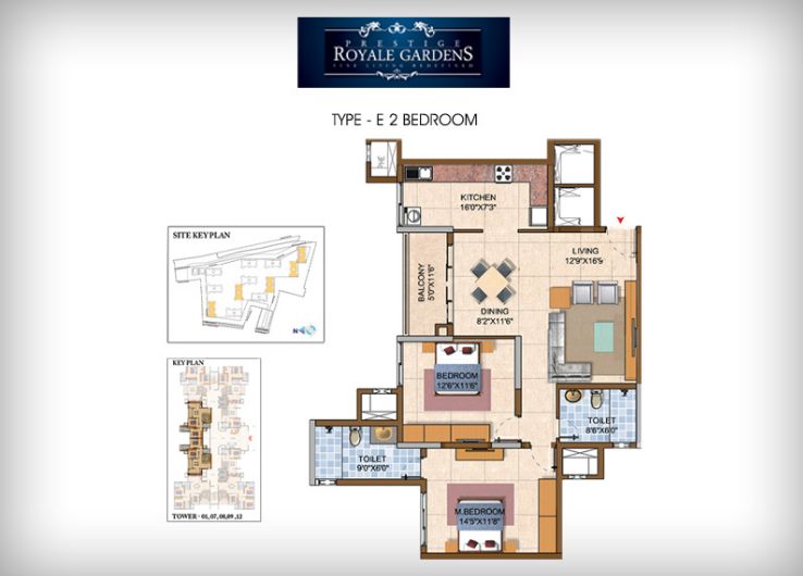 2BHK – E – Prestige Royale Gardens