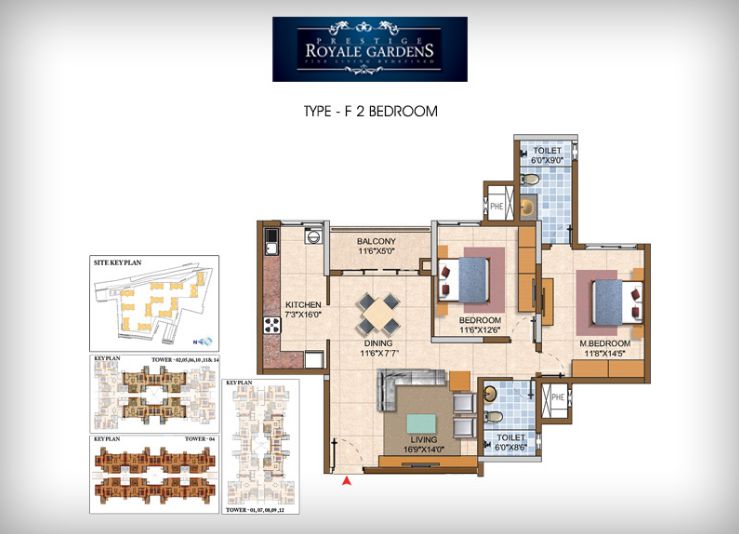 2BHK – F – Prestige Royale Gardens