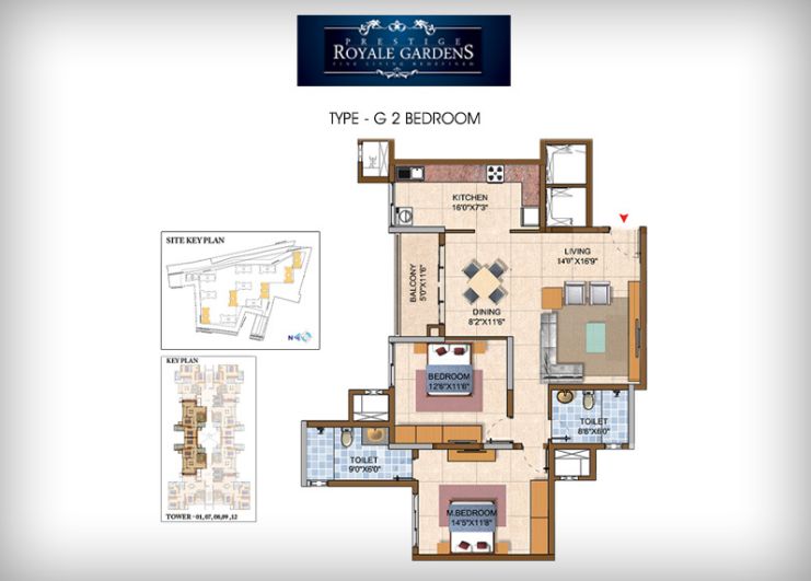 2BHK – G – Prestige Royale Gardens