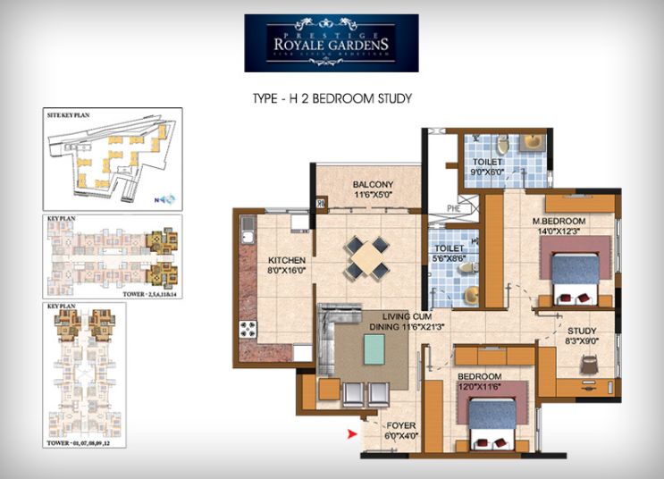 2BHK – H – Prestige Royale Gardens
