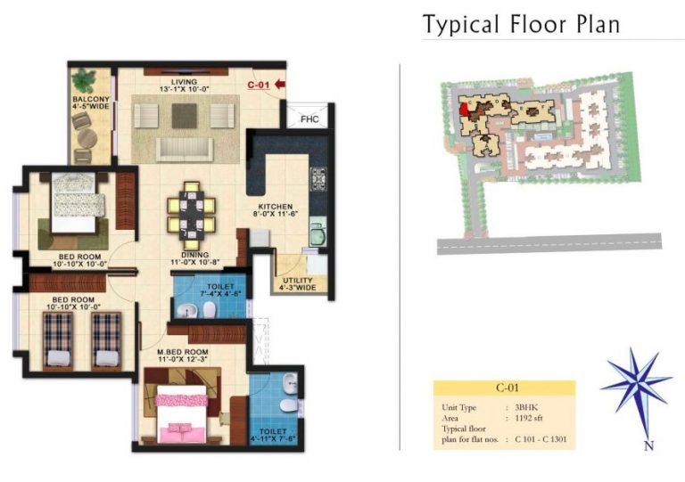 3 BHK – 1192 – Kolte Patil Raaga