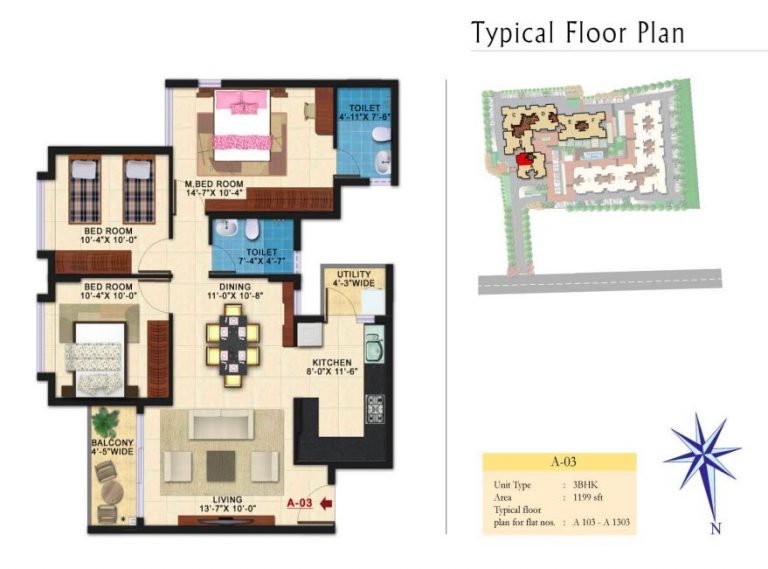 3 BHK – 1199 – Kolte Patil Raaga