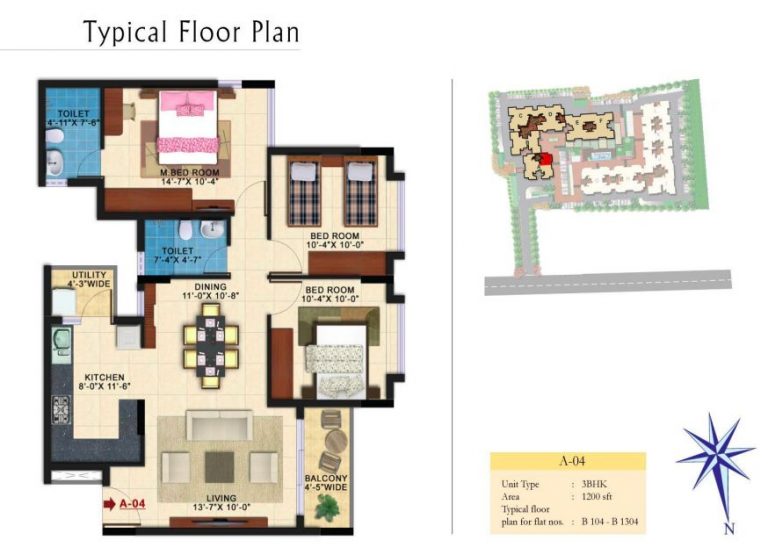 3 BHK – 1200 – Kolte Patil Raaga