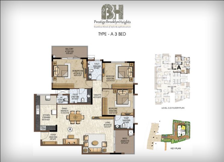 3BHK – A – Prestige Brooklyn Heights