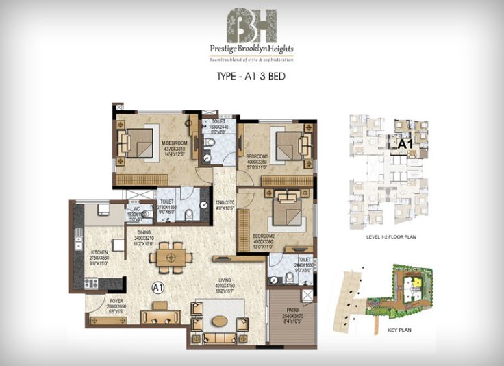 3BHK – A1 – Prestige Brooklyn Heights