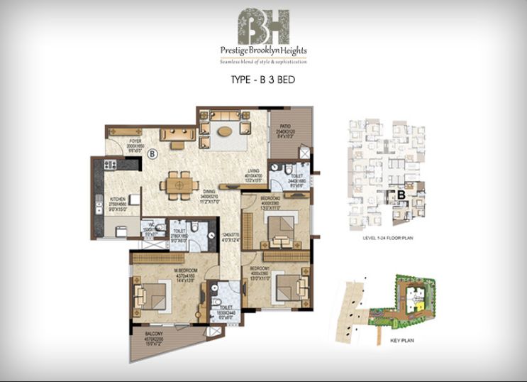 3BHK – B – Prestige Brooklyn Heights
