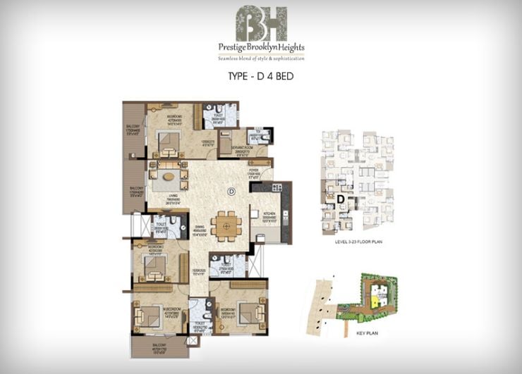 4BHK – D – Prestige Brooklyn Heights