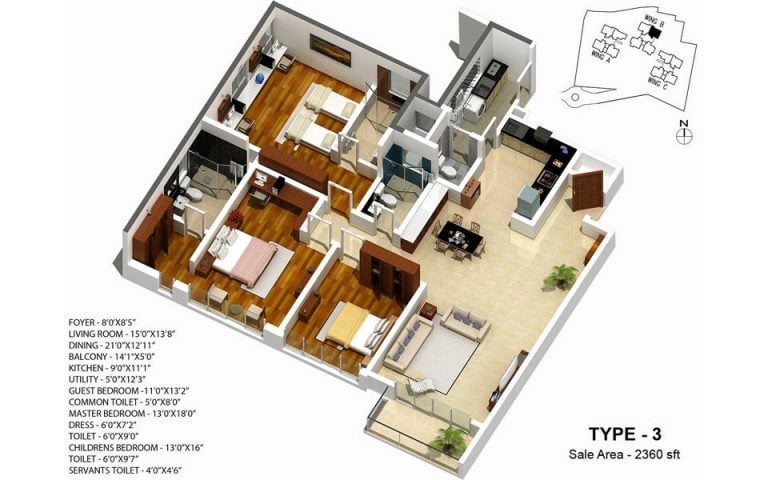 3 BHK – 2360 – Karle Zenith
