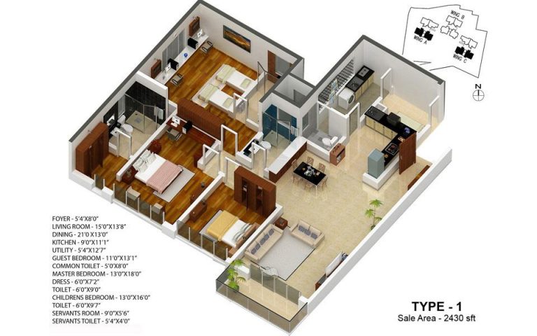 3 BHK – 2430 – Karle Zenith