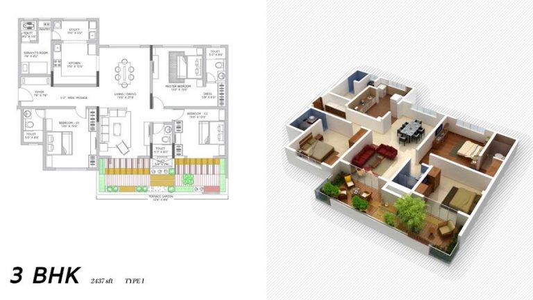 3BHK – 2437 – Vaishnavi Terraces