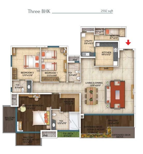3 BHK – 2592 – Five Summits