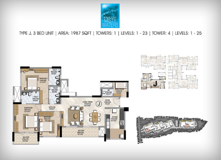 3BHK – 1987 – Prestige Misty Waters