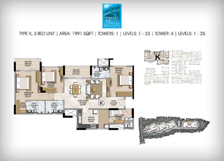3BHK – 1991 – Prestige Misty Waters
