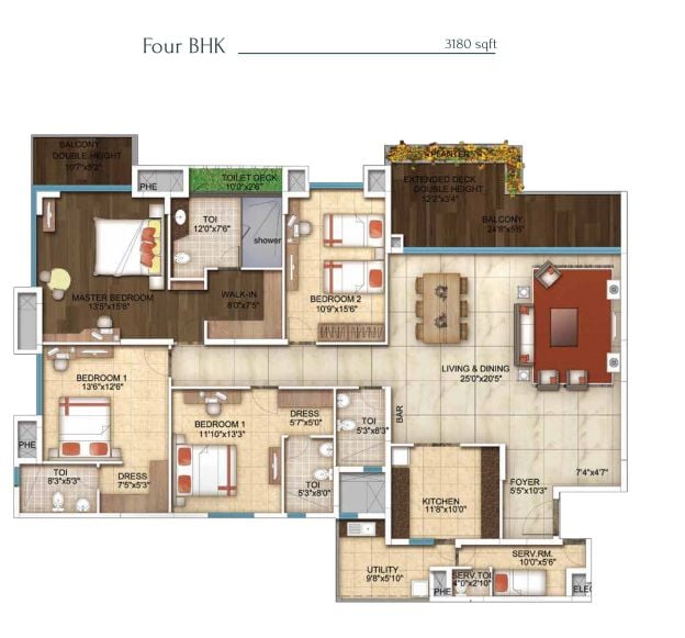 4 BHK – 3180 – Five Summits