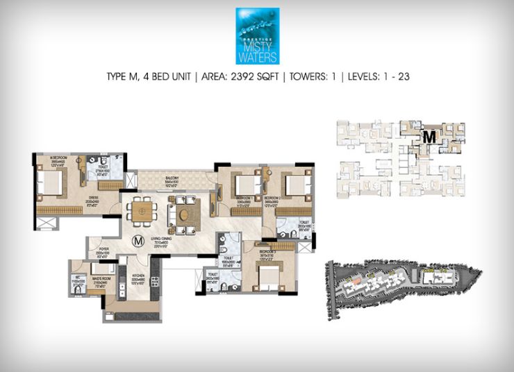 4BHK – 2392 – Prestige Misty Waters