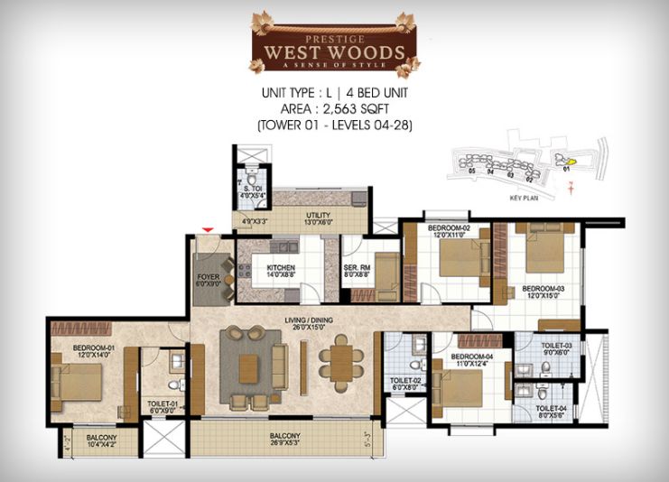 4BHK – 2563 – Prestige Westwoods