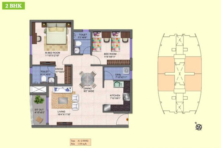 2 BHK – 1133 – Kolte Patil Mirabilis