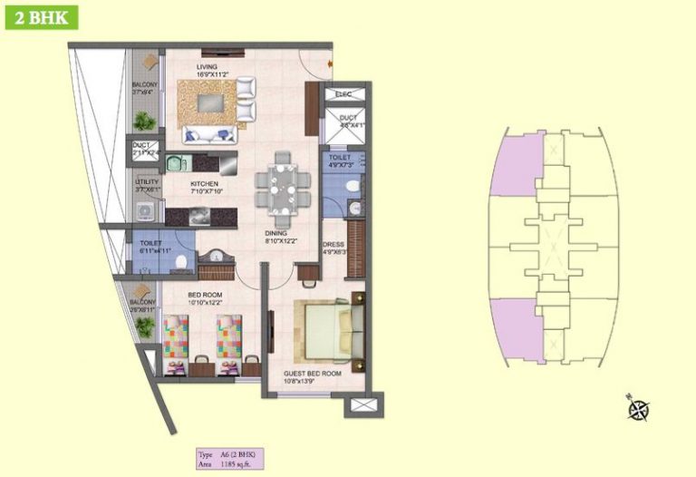 2 BHK – 1185 – Kolte Patil Mirabilis