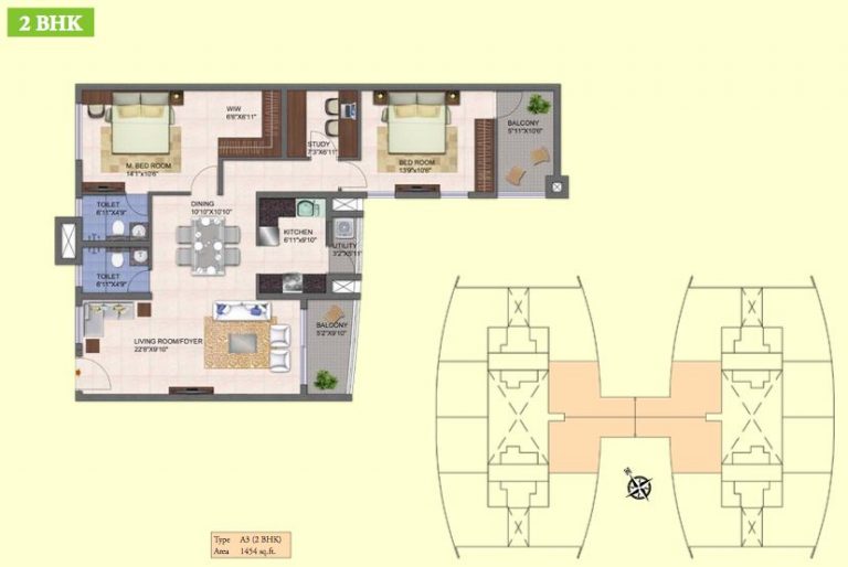 2 BHK – 1454 – Kolte Patil Mirabilis