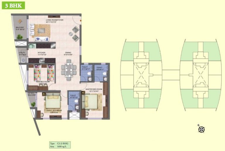 3 BHK – 1600 – Kolte Patil Mirabilis