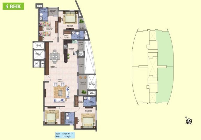 4 BHK – 2282 – Kolte Patil Mirabilis