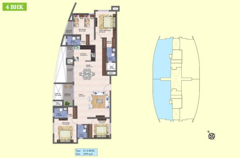 4 BHK – 2299 – Kolte Patil Mirabilis