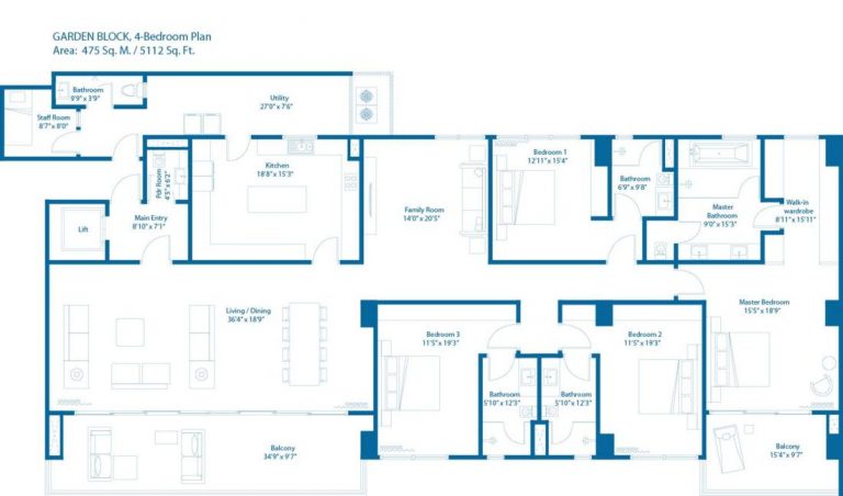 Garden Block – 4 BHK 5112 – Embassy Lake Terraces