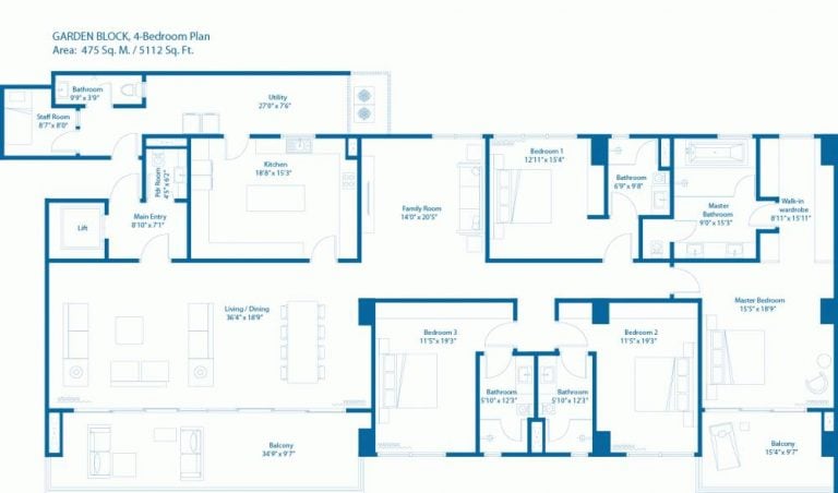 Garden Block – 4 BHK – Embassy Lake Terraces