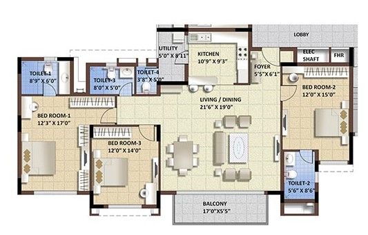 3BHK 1973 Purva Whitehall