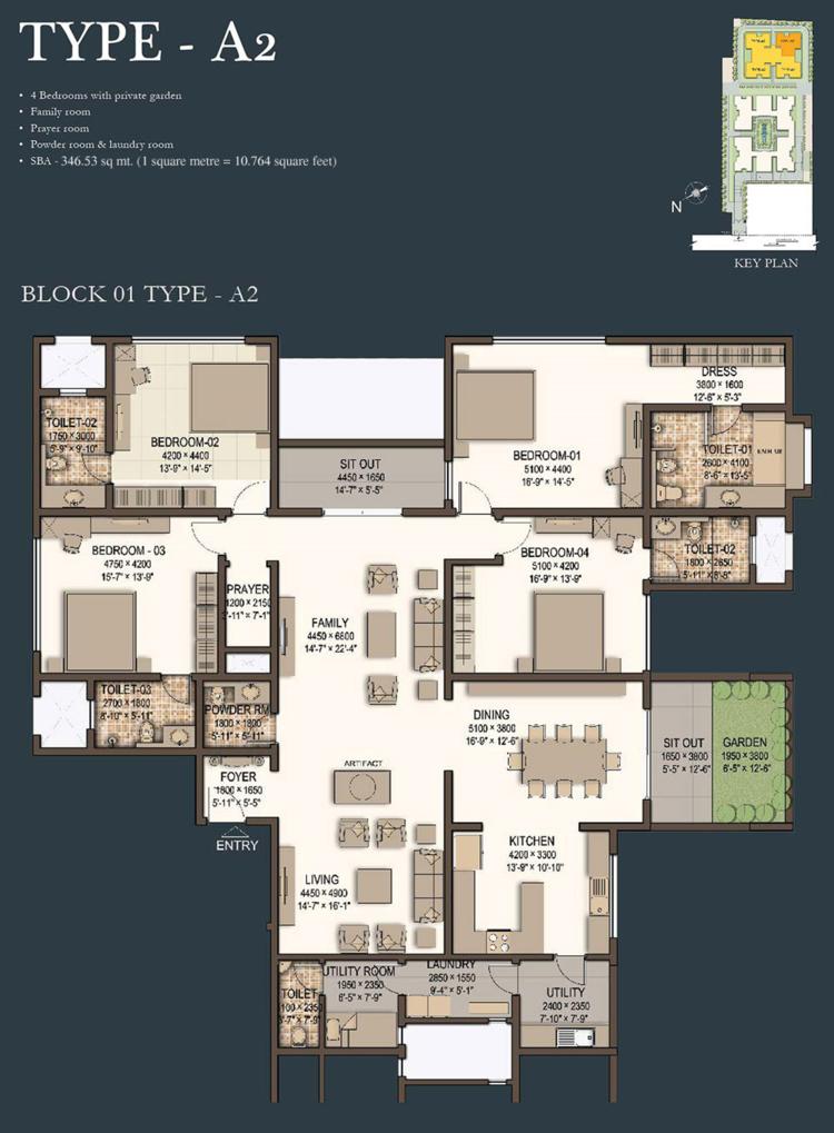 A2 – 4BHK – Sobha Morzaria Grandeur