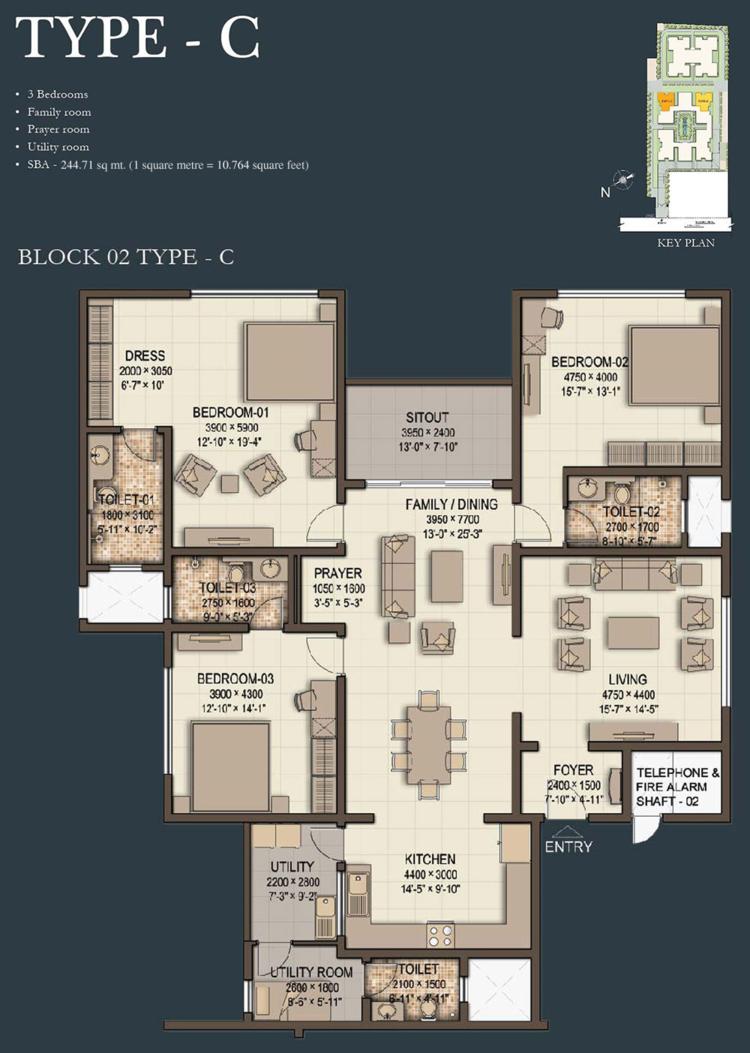 C – 3BHK – Sobha Morzaria Grandeur