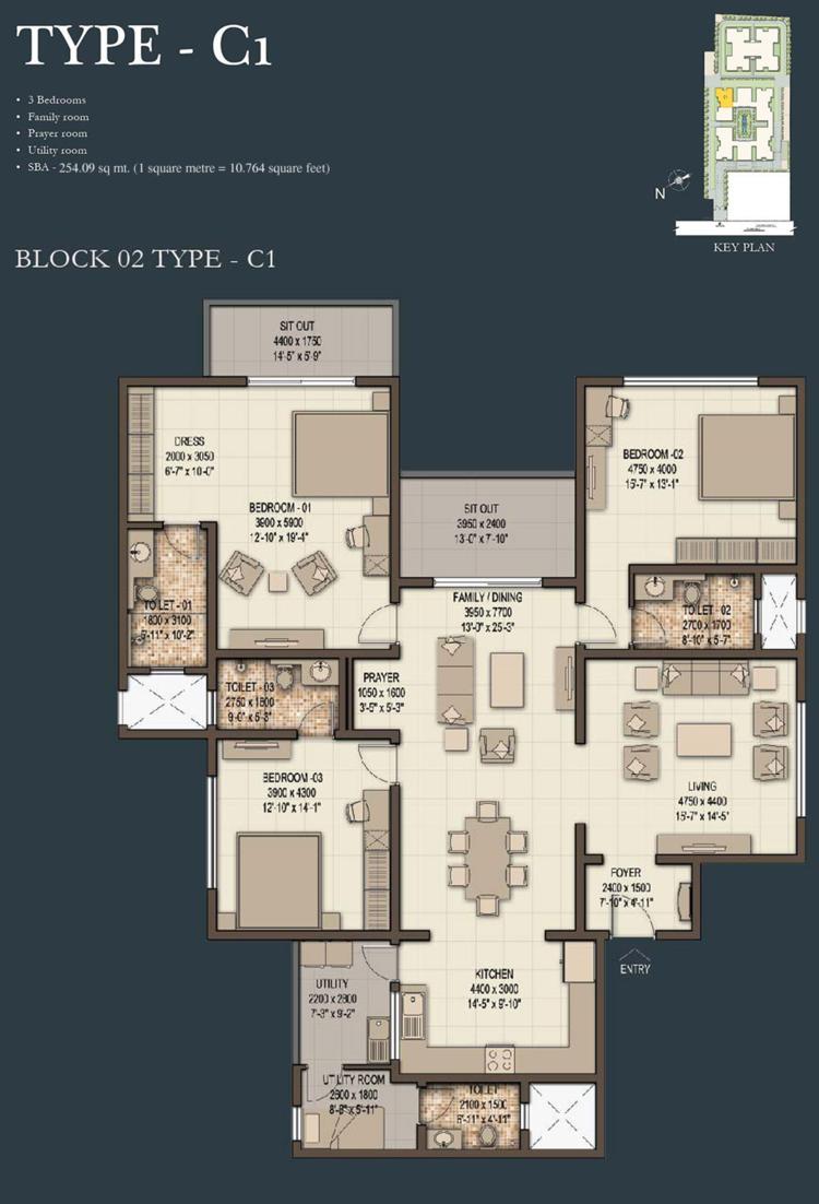 C1 – 3BHK – Sobha Morzaria Grandeur