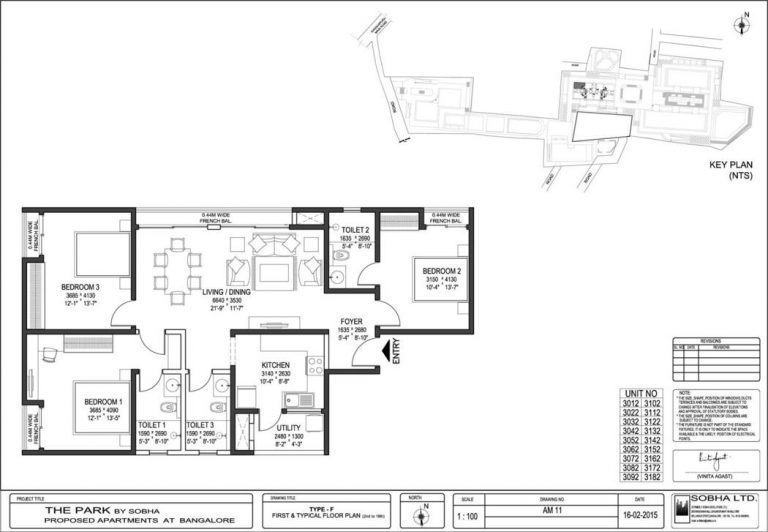3BHK – F – Sobha The Park _ The Plaza