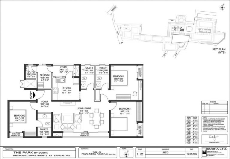 3BHK – F1 – Sobha The Park _ The Plaza