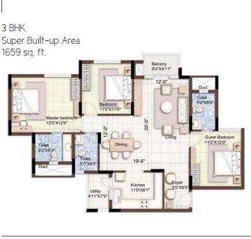 3BHK – 1659 – Purva 270