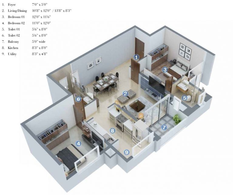 2 BHK 1183 Salarpuria Sattva Cadenza