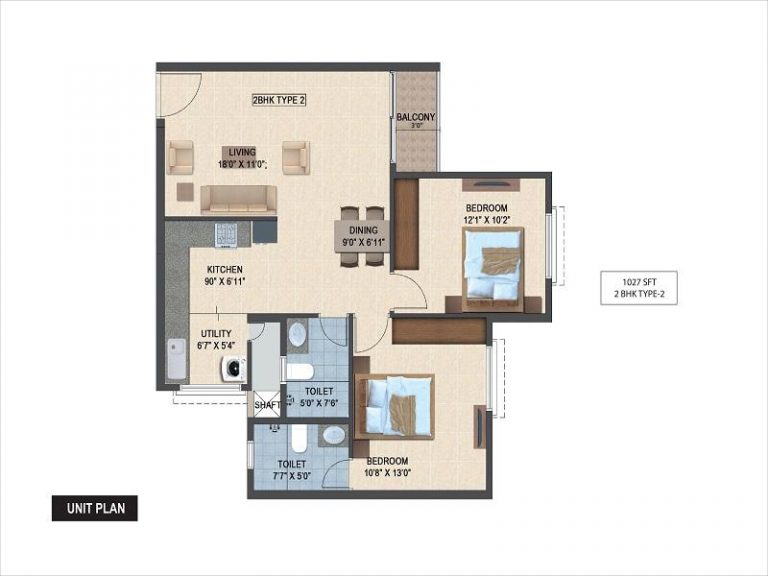 2BHK 1027 Salarpuria Sattva Laurel Heights