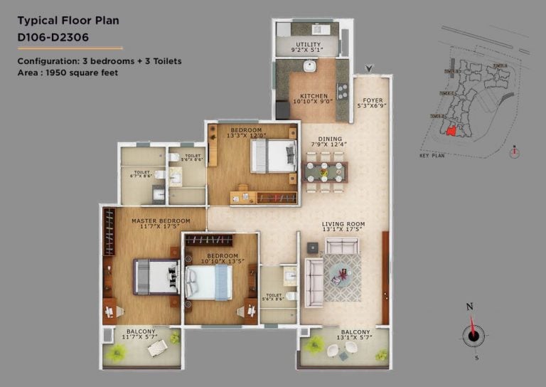 3BHK – 1950 – Vaswani Exquisite
