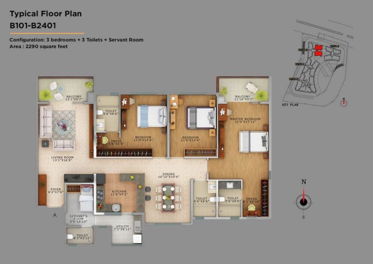 3BHK – 2290 – Vaswani Exquisite
