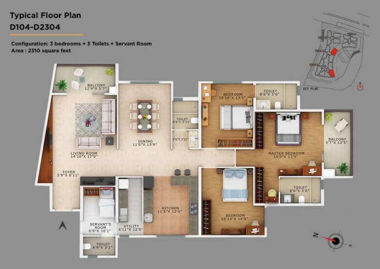 3BHK – 2310 – Vaswani Exquisite