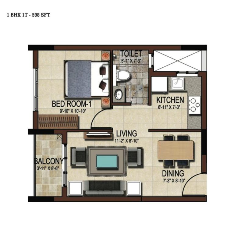 1BHK - 598 Salarpuria Sattva East Crest