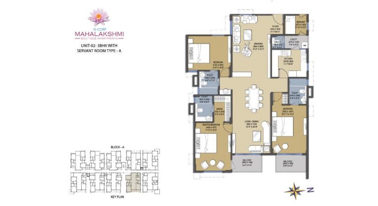 3 BHK + Ser – A – Gcorp Mahalakshmi