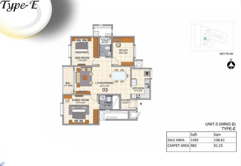 Prestige North Point 2.5 BHK Floor Plan