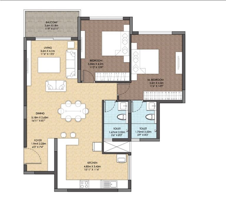 2 BHK – 1444 – Central Regency