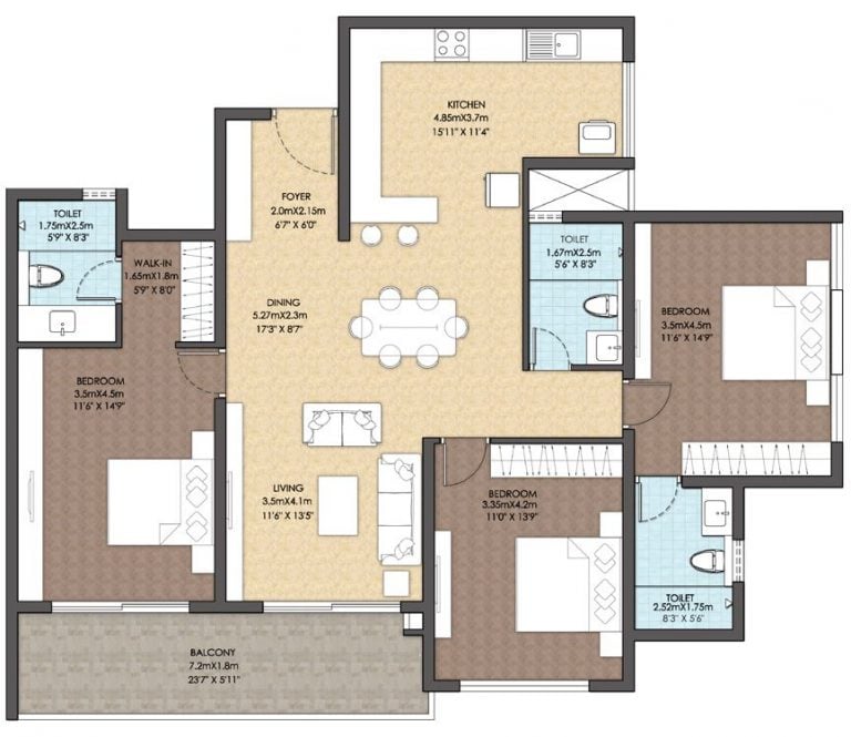 3 BHK – 1891 – Central Regency