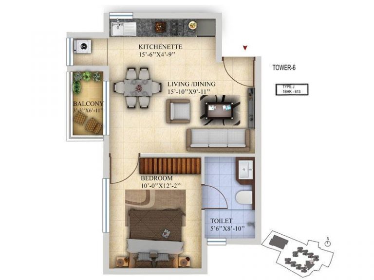 1BHK 613 Salarpuria Sattva Divinity