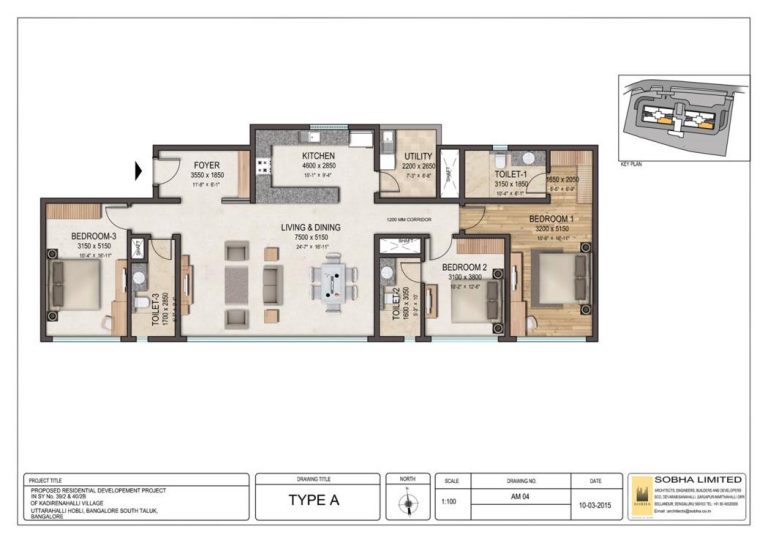 3BHK – A4 – Sobha Clovelly