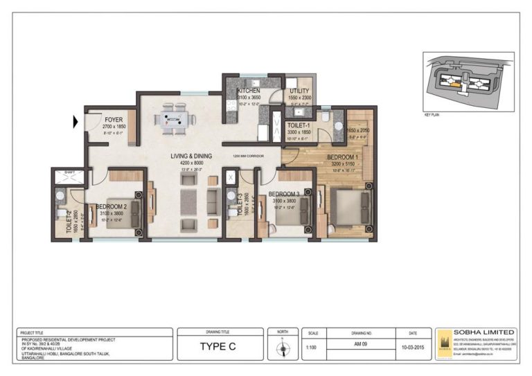 3BHK – C1 – Sobha Clovelly
