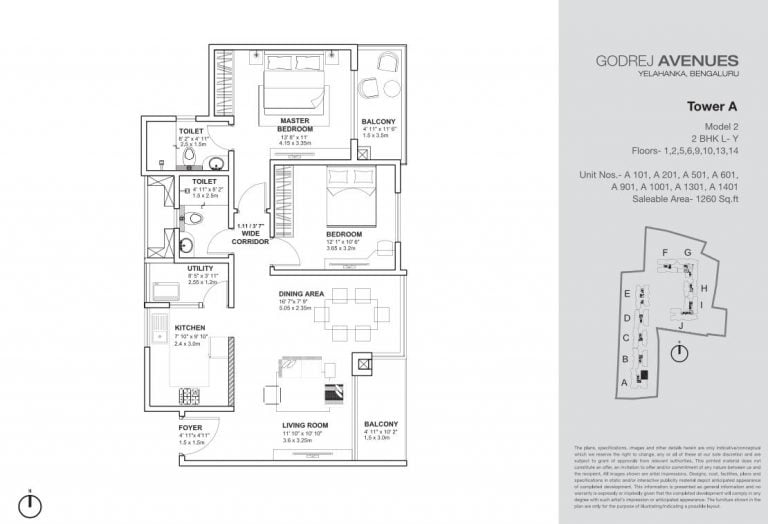2 BHK – 1260 – Godrej Avenues